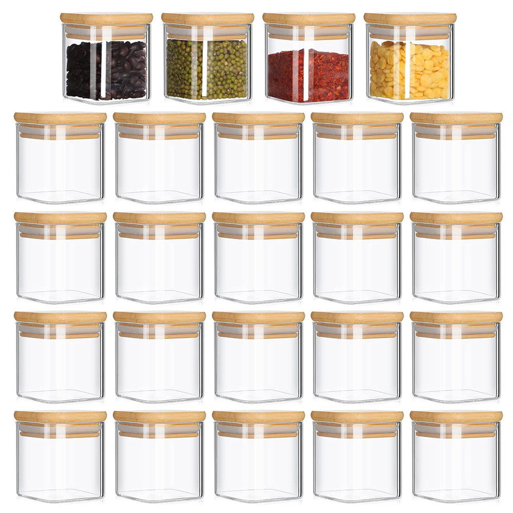 Food Storage Jar Labels - 4 ออนซ์ 6 แพ็คขวดแก้วชุดป้ายเครื่องเทศที่เรียบง่าย,ขวดเครื่องเทศสี่เหลี่ยม,ถังเก็บอาหาร