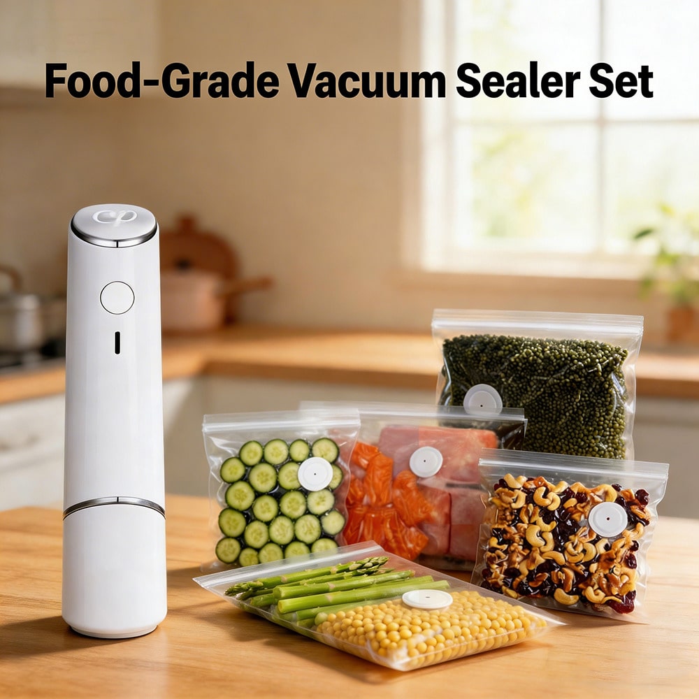 Food Storage Machine - ถุงสูญญากาศแบบใช้ซ้ำได้ 30 ชิ้น + เครื่องซีลสูญญากาศขนาดกะทัดรัด 1