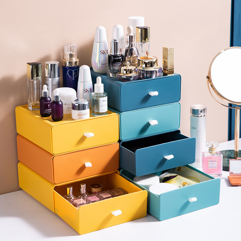 Stackable Pantry Bin - กล่องเก็บพลาสติกลิ้นชักสไตล์เดสก์ท็อปกล่องเก็บกล่องโต๊ะทํางานชั้นวางลิ้นชักกล่องเก็บแต่งหน้าOrganizer Storage