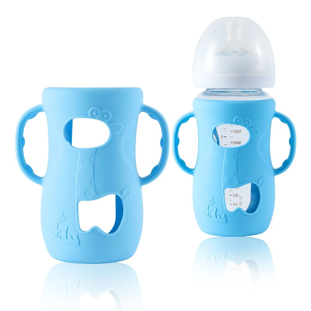 Food Storage Silicone Bags - ฝาครอบขวดนมพร้อมหูจับ ฉนวนกันความร้อน ที่วางขวดนม ทนทาน ป้องกันการแตกหัก ปลอกซิลิโคนสำหรับให้นม