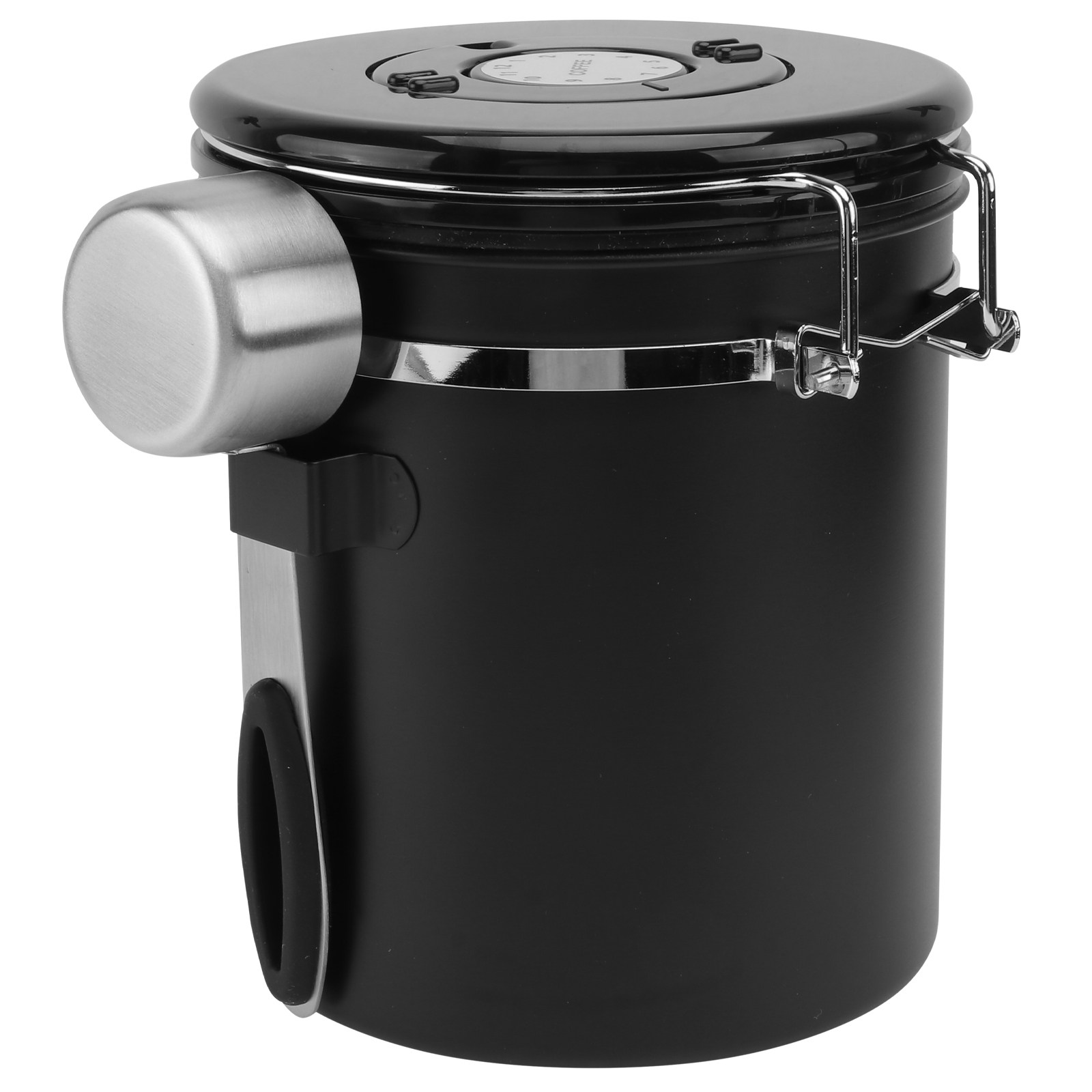 Food Storage In Stainless Steel - 1 ชิ้น กระปุกเก็บเมล็ดกาแฟสแตนเลสสีดำ ปิดผนึกแน่นหนา ภาชนะเก็บอาหารอเนกประสงค์ สำหรับชา