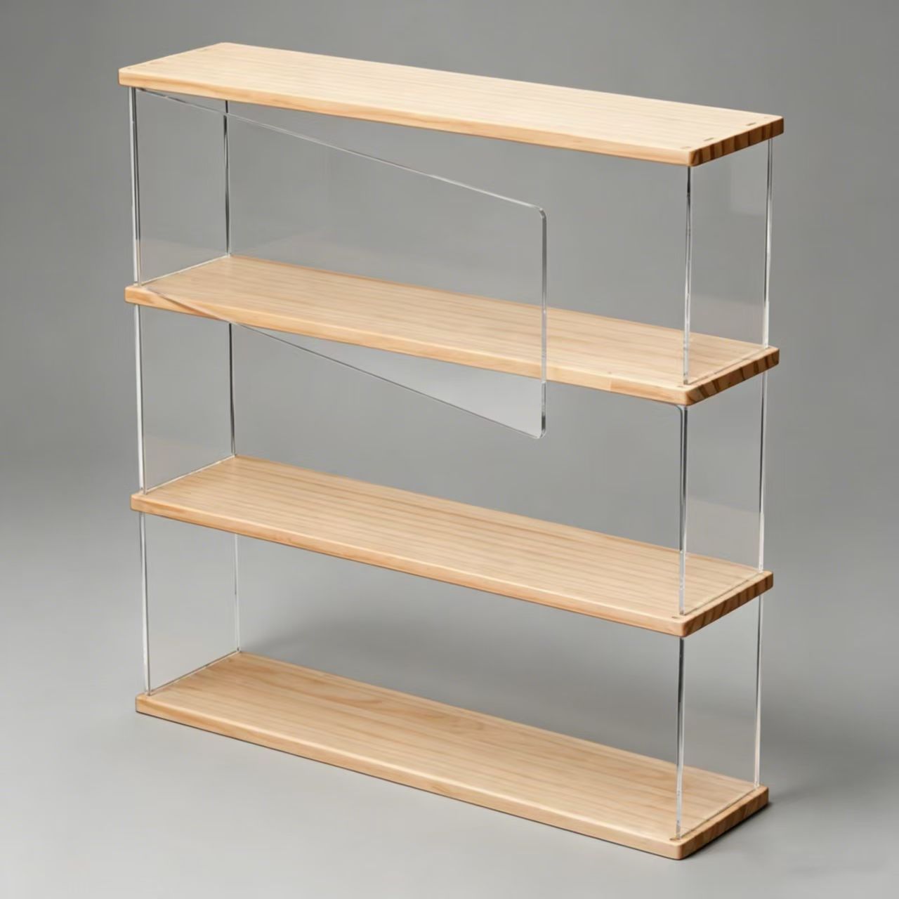 Stackable Pantry Bin - ตู้โชว์โมเดลรถยนต์ 1-3 ชั้น พร้อมประตู กล่องเก็บของอะคริลิกใสสำหรับประกอบเอง เหมาะสำหรับของเล่นและตู้โชว์ฟิกเกอร์แอคชั่น