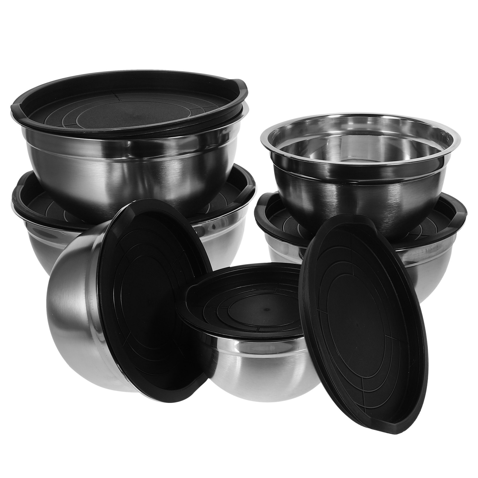 Food Storage In Stainless Steel - ชุดภาชนะสแตนเลสสำหรับใส่อาหาร 1 ชุด สามารถวางซ้อนกันได้ ใช้ได้หลากหลาย ทั้งสำหรับผสม