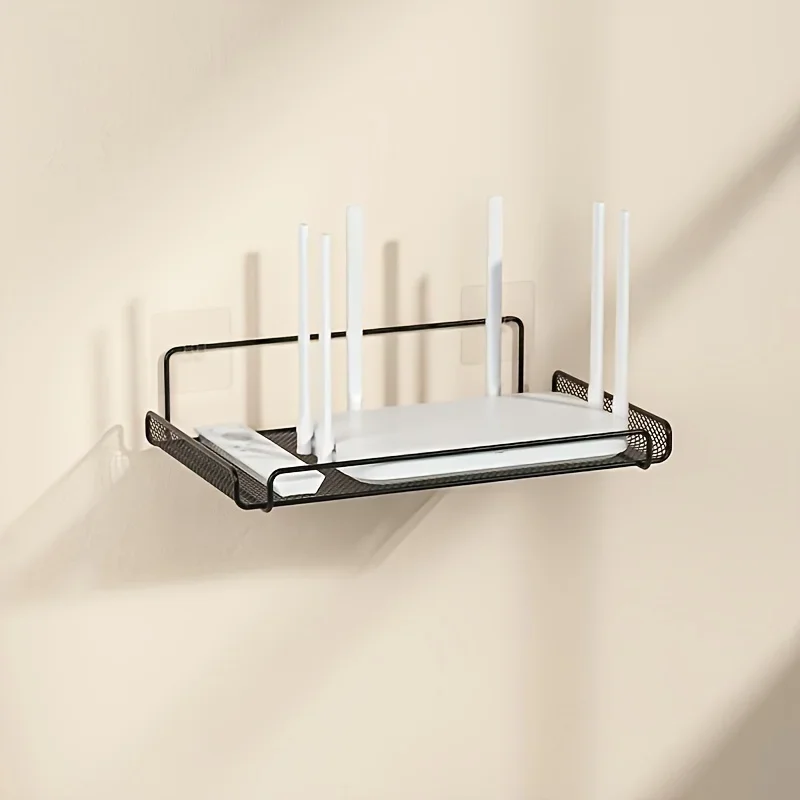 Food Storage For Room - ชั้นวางเราเตอร์สแตนเลสแบบไม่ต้องเจาะ ติดผนังสำหรับจัดเก็บเราเตอร์ WiFi อุปกรณ์ตกแต่งบ้าน ห้องน้ำ ห้องครัว