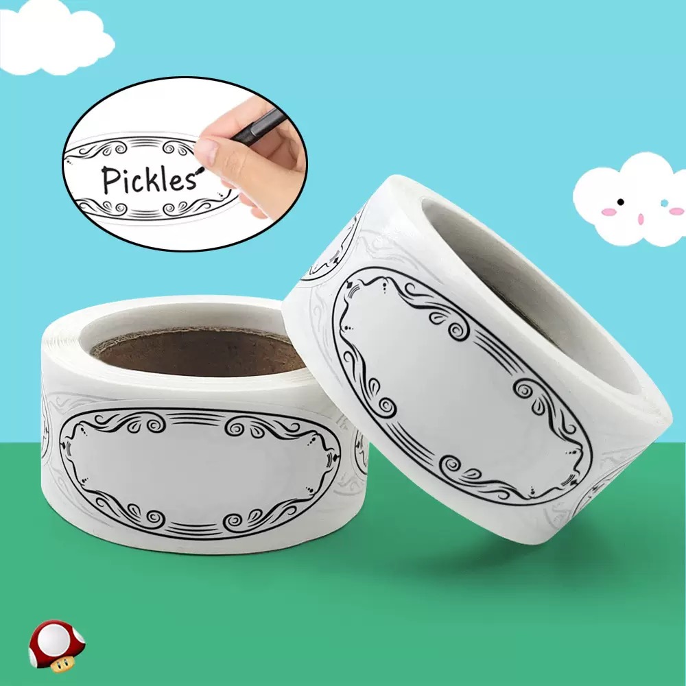 Food Storage Jar Labels - 150 ชิ้น ป้ายสติกเกอร์รูปวงรีสำหรับติดภาชนะบรรจุอาหาร ขวดโหล ครัว ร้านอาหาร