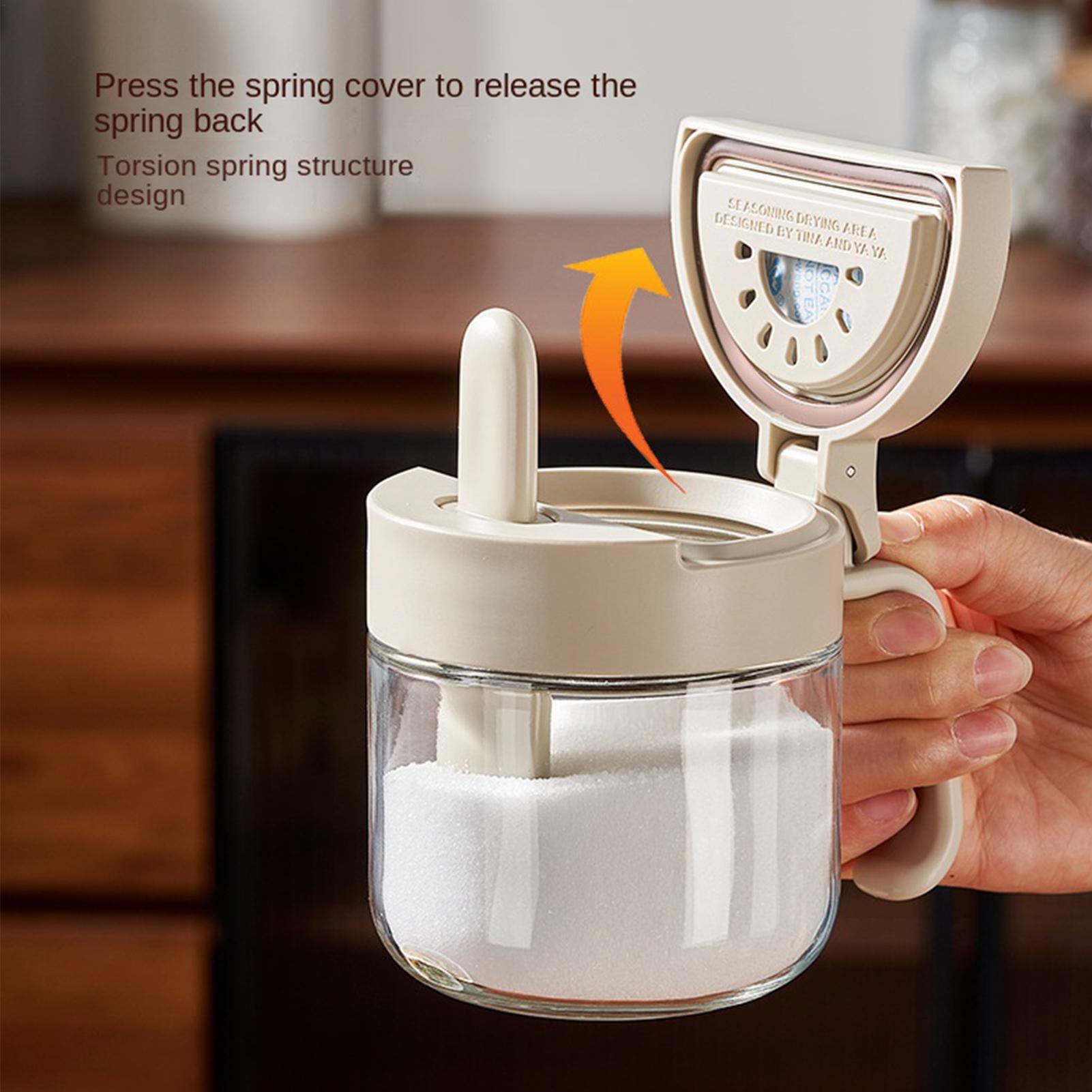 Food Storage For Room - โถใส่เครื่องปรุงรส ป้องกันการรั่วซึม พร้อมช้อน โถใส่เครื่องปรุงรสในครัวพร้อมฝาปิด สำหรับวางบนเคาน์เตอร์ครัว ตู้เก็บของในบ้าน
