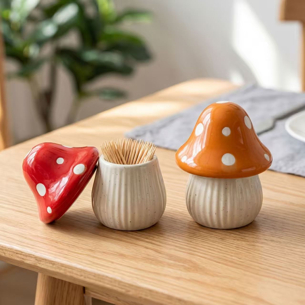 กระปุกเซรามิคลายการ์ตูนรูปเห็ด - Food Storage For Room บทวิจารณ์และราคา