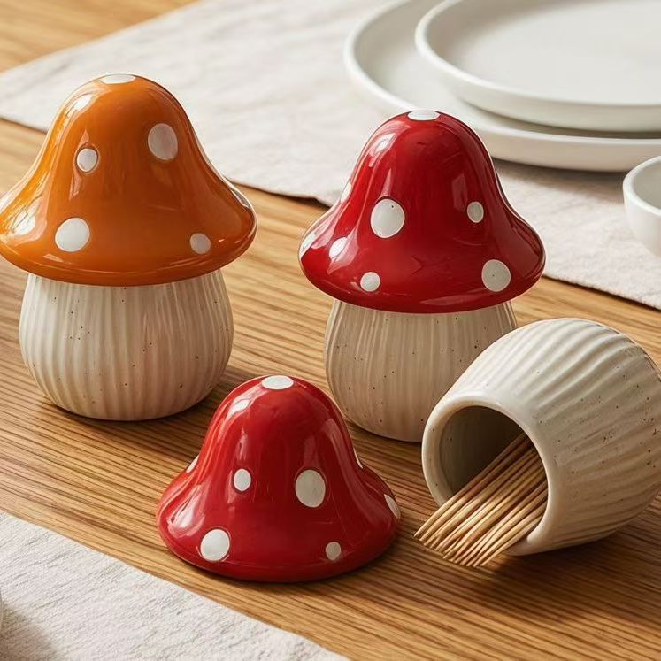 กระปุกเซรามิคลายการ์ตูนรูปเห็ด - Food Storage For Room บทวิจารณ์และราคา
