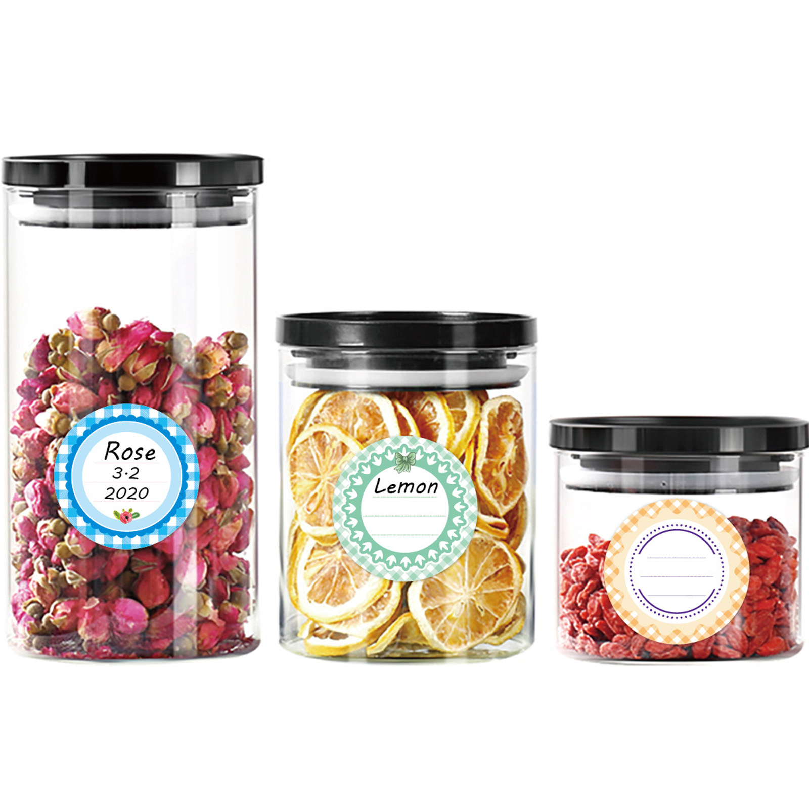 สติกเกอร์ฉลากกันน้ำทรงกลมสีสัน - Food Storage Jar Labels บทวิจารณ์และราคา
