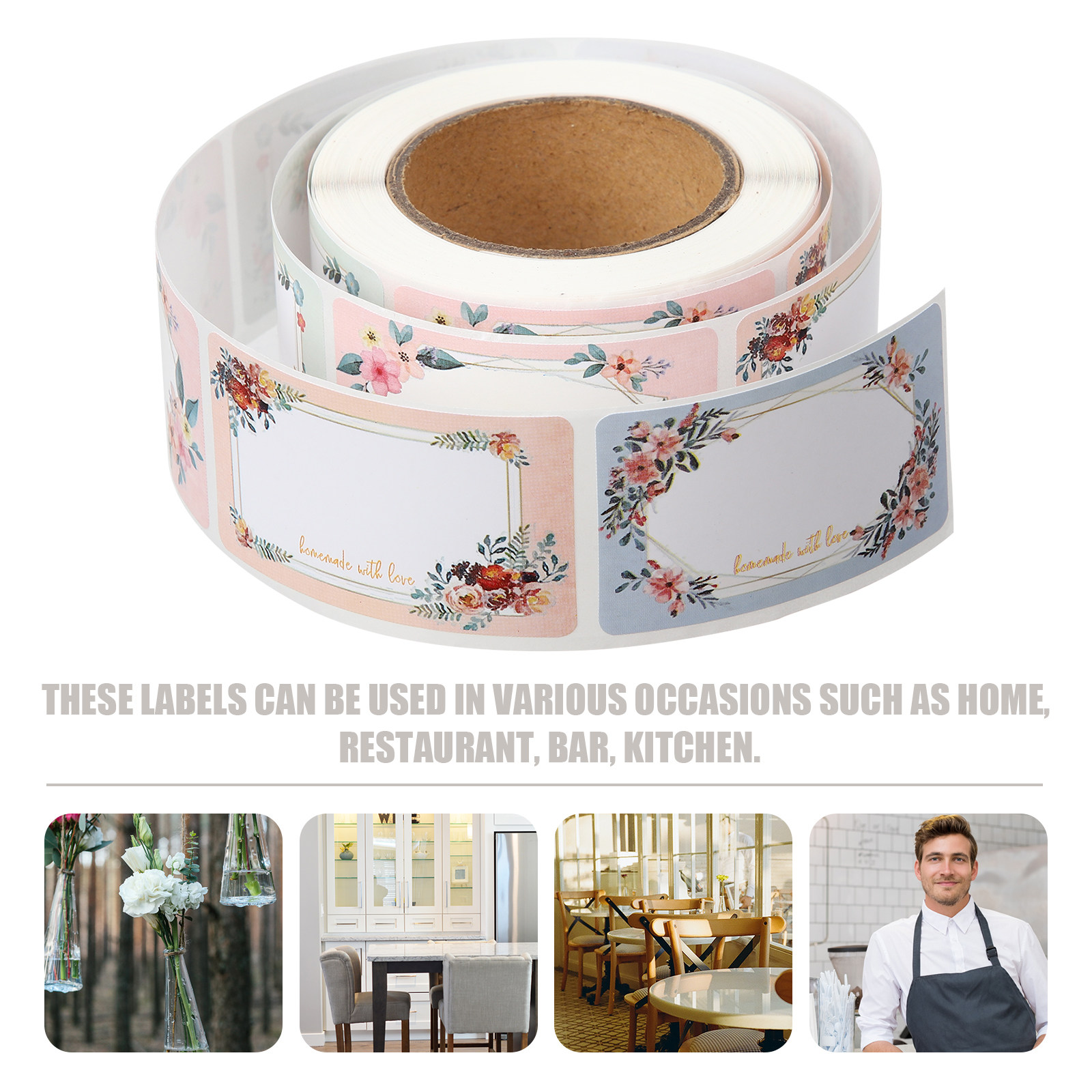 สติกเกอร์ฉลากชื่อเปล่าลายดอกไม - Food Storage Jar Labels บทวิจารณ์และราคา