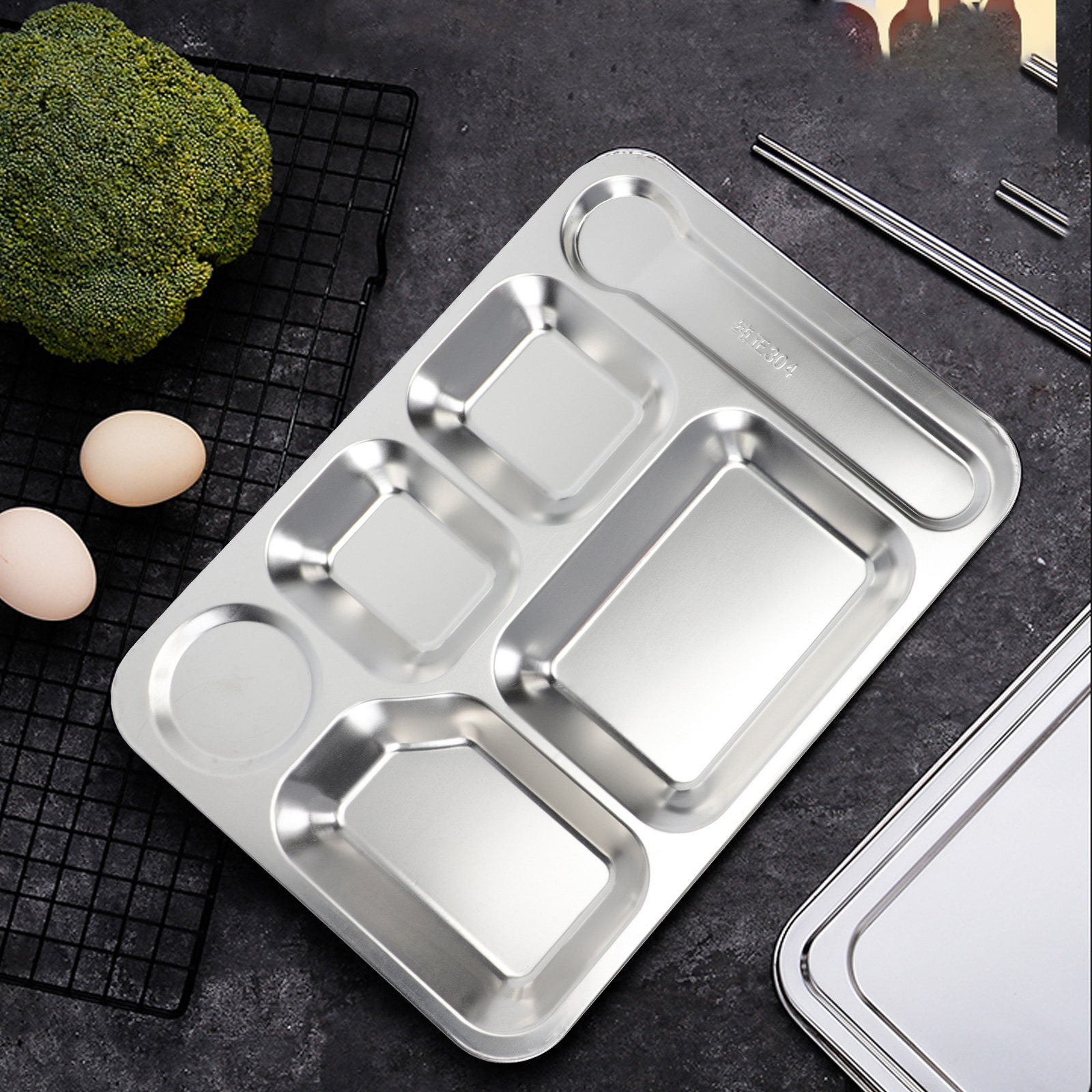 ถาดอาหารสแตนเลส 6 ช่อง 1 ชิ้น  - Food Storage In Stainless Steel บทวิจารณ์และราคา