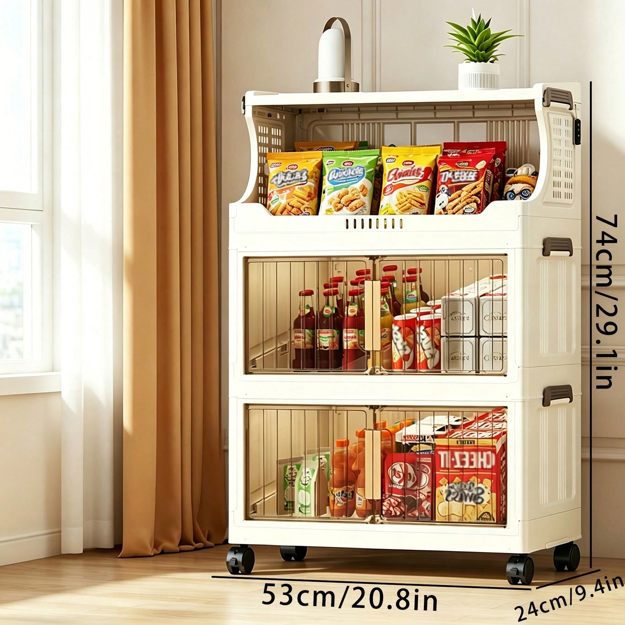 กล่องเก็บของแบบพับได้ขนาดกว้าง - Stackable Pantry Bin บทวิจารณ์และราคา