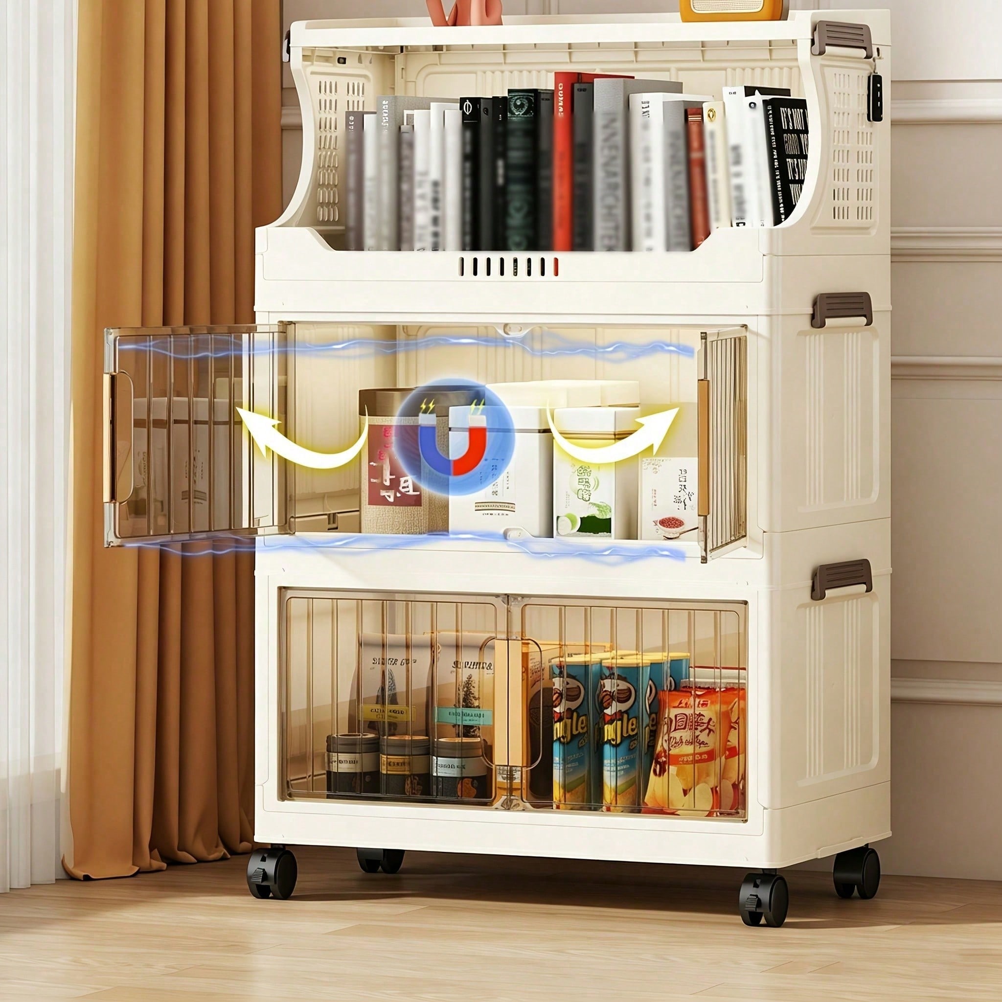 กล่องเก็บของแบบพับได้ขนาดกว้าง - Stackable Pantry Bin บทวิจารณ์และราคา
