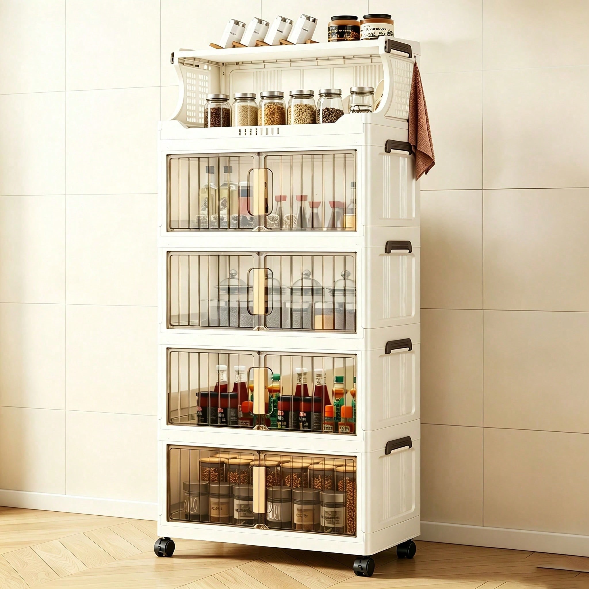 กล่องเก็บของแบบพับได้ขนาดกว้าง - Stackable Pantry Bin บทวิจารณ์และราคา