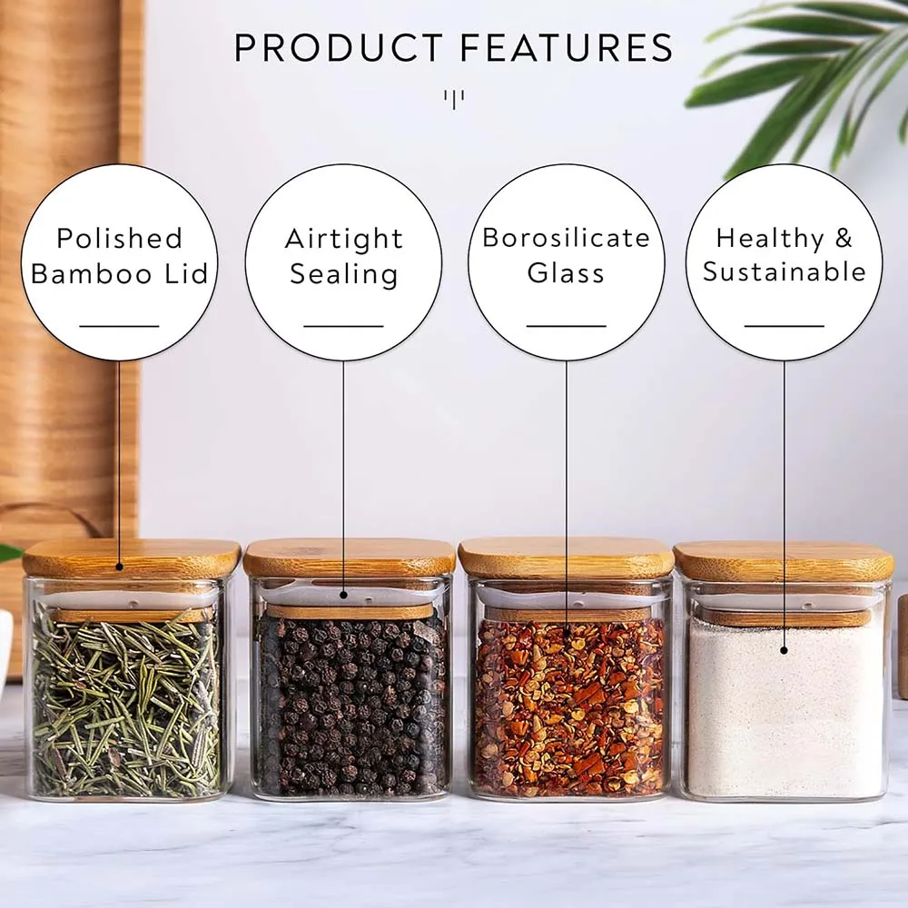 5oz Square Spice Jars พร้อมฝาป - Food Storage Jar Labels บทวิจารณ์และราคา