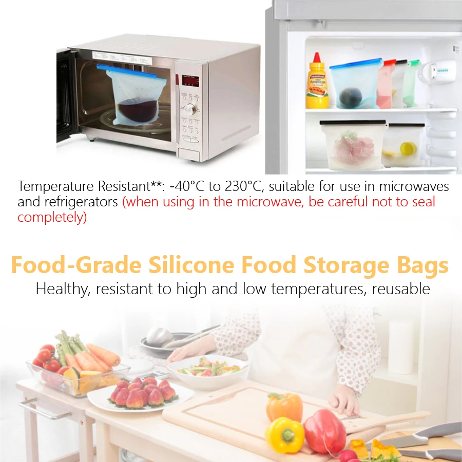 ถุงเก็บอาหารซิลิโคนเกรดอาหารขน - Food Storage Silicone Bags บทวิจารณ์และราคา