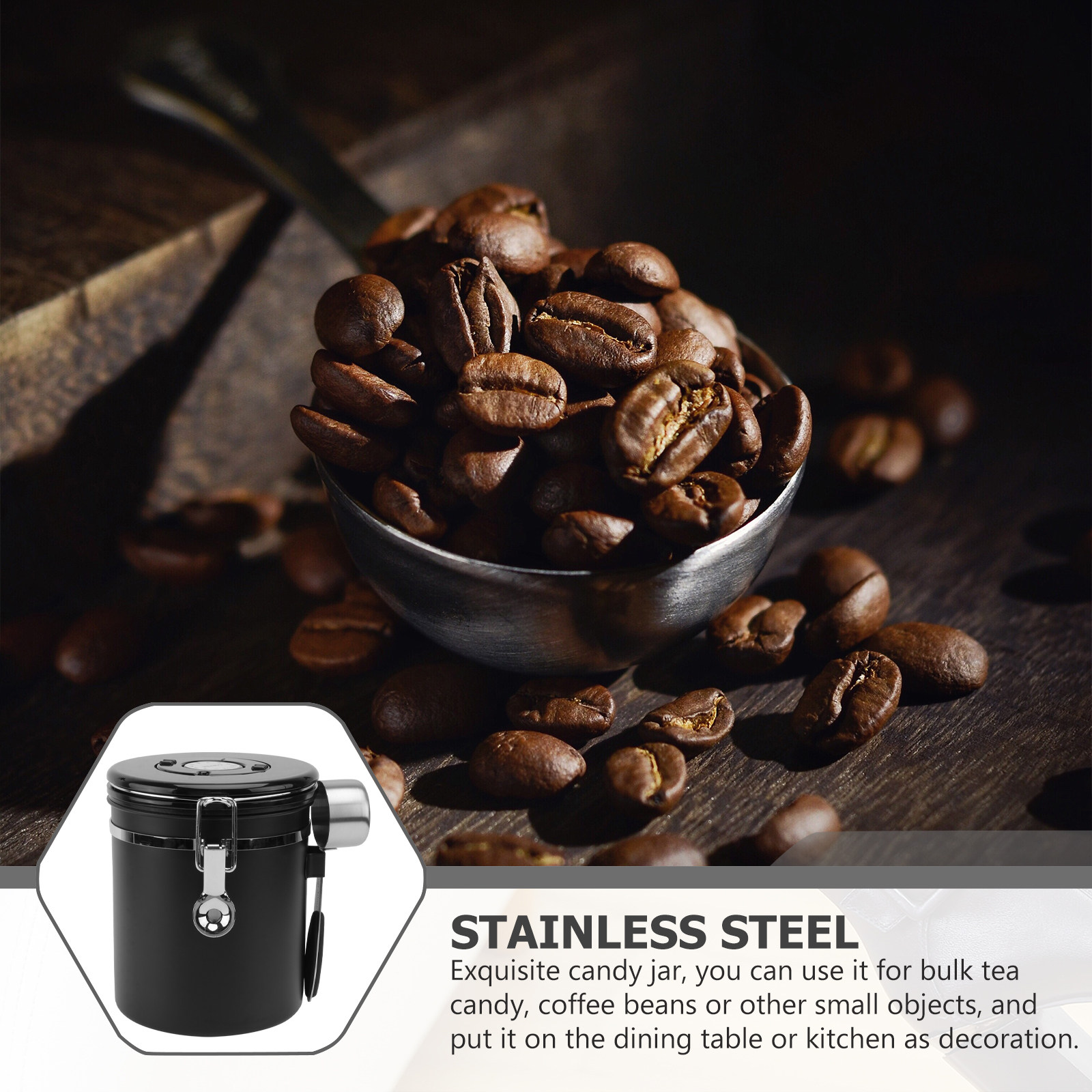 1 ชิ้น กระปุกเก็บเมล็ดกาแฟสแตน - Food Storage In Stainless Steel บทวิจารณ์และราคา