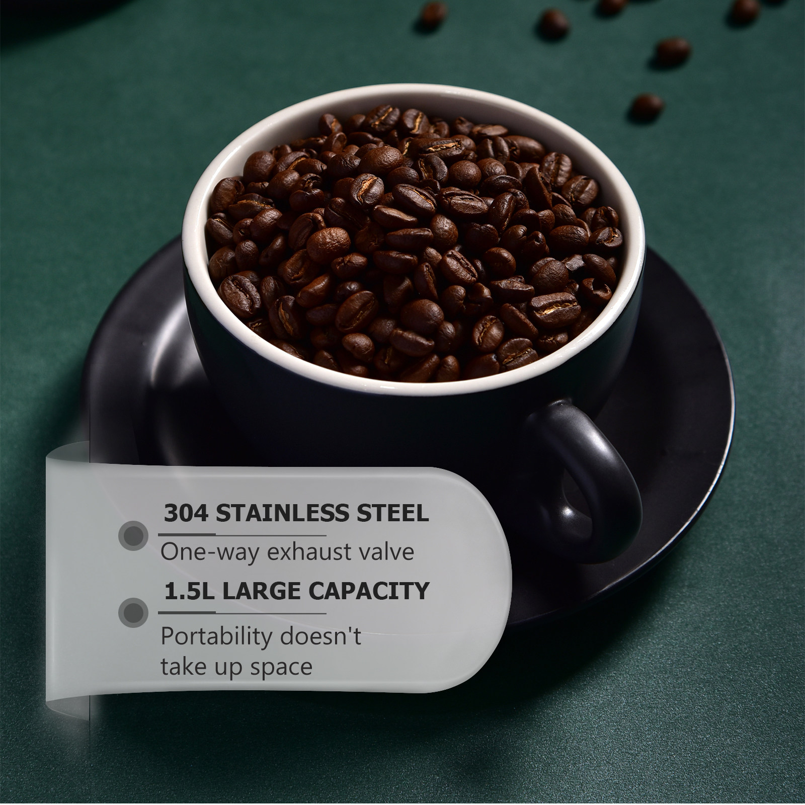 1 ชิ้น กระปุกเก็บเมล็ดกาแฟสแตน - Food Storage In Stainless Steel บทวิจารณ์และราคา