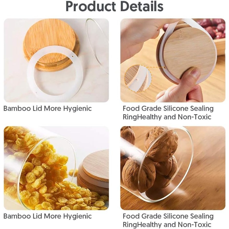 ชุดขวดแก้ว 12 ใบ พร้อมฝาปิดไม้ - Food Storage Jar Labels บทวิจารณ์และราคา