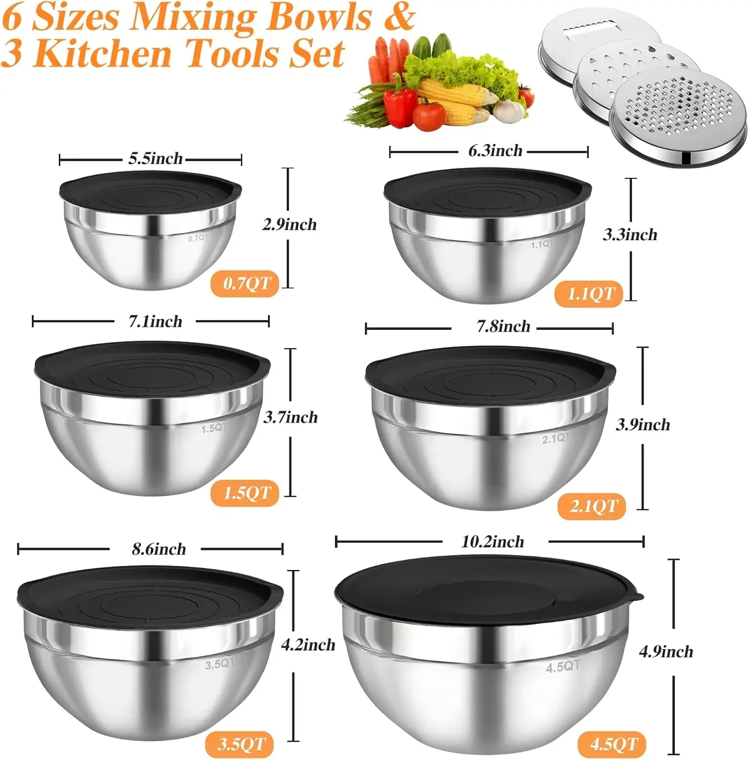 ชุดชามผสมสแตนเลส 6 ชิ้น พร้อมฝ - Food Storage In Stainless Steel บทวิจารณ์และราคา